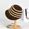 New Fisherman's Hat Hollow Contrast Color Stripe Knitted Sun Hat Spring and Summer Knitted Breathable Basin Hat Women's Korean Bucket Hat