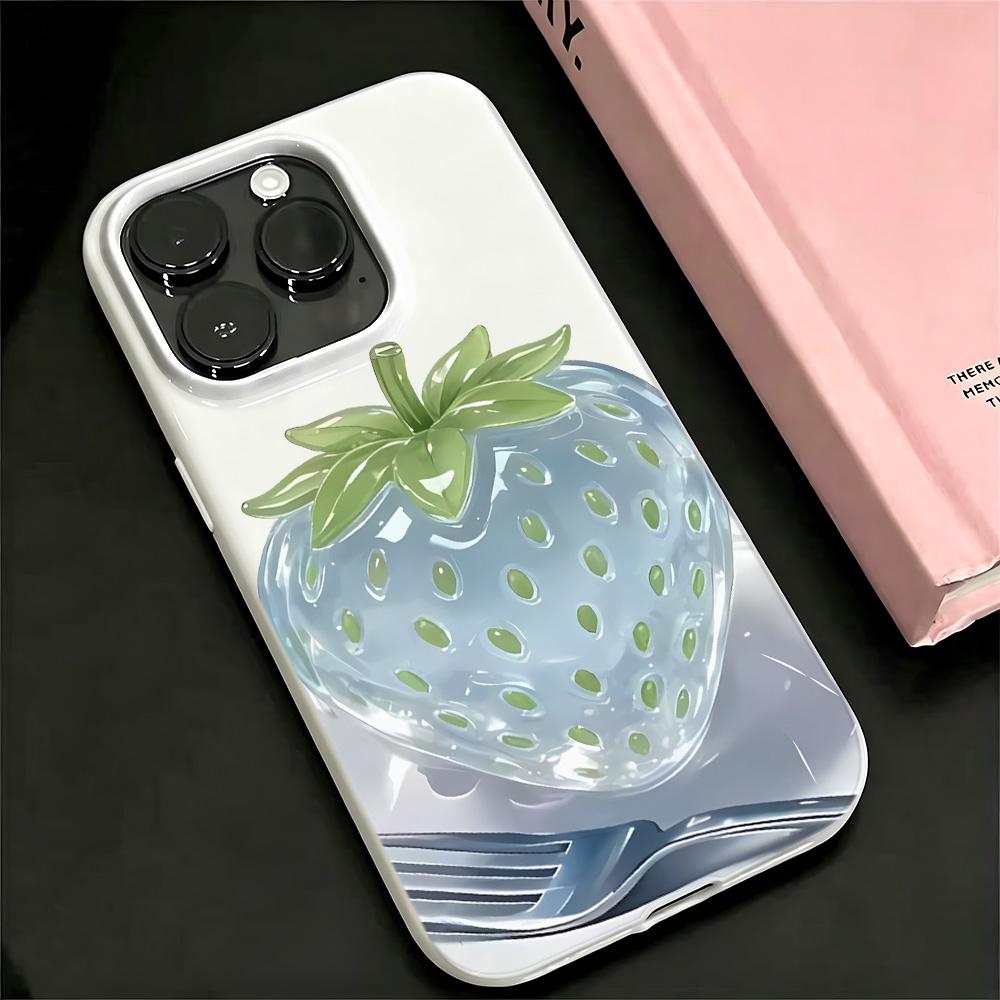 Милый девчачий пастельный чехол для телефона для Iphone 17 Air 13 12 15 Plus 11 Pro Max 16 14 Кристальная клубника Ins Продвинутый Классический Funda iphone 14 Pro белый