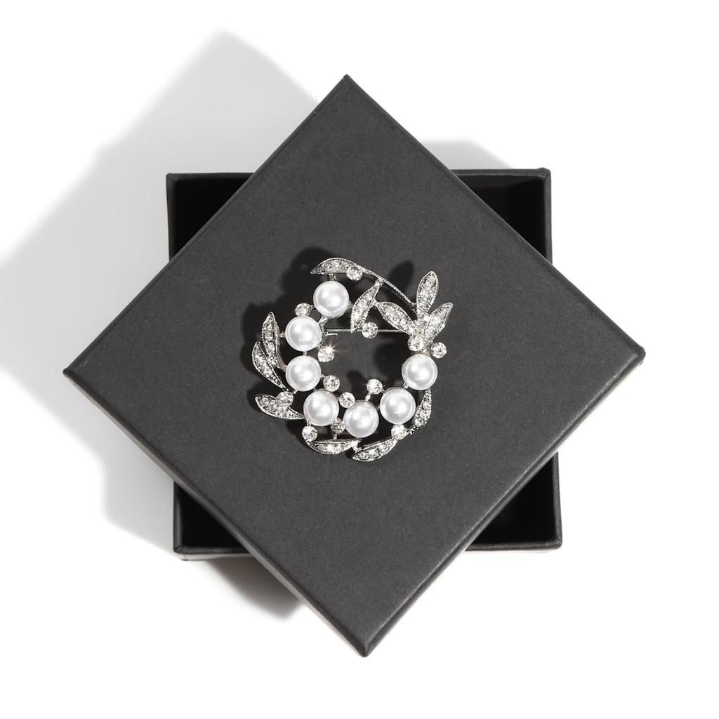 TIGLOSS Brosche Korsage Perle Zeremonie Silber Gold Formal Ring Jacke Anzug Geschenk Hochzeitsfeier Kleid Anstecknadel Clip Stilvolle Blume Band Kommt mit Besonderem