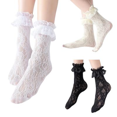 LittleForBig Women's Glitter Socks [Fluffy Rose] 3-Piece Crew Sock Set (Black, White, and Amber)