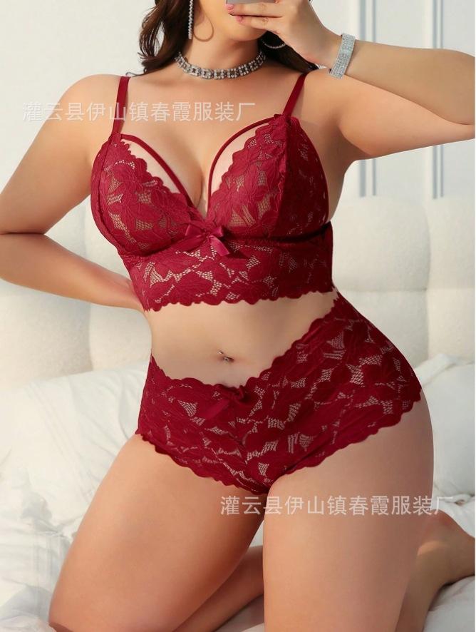European and American sexy lace erotic underwear perspective temptation pajamas loungewear women's two-piece suit