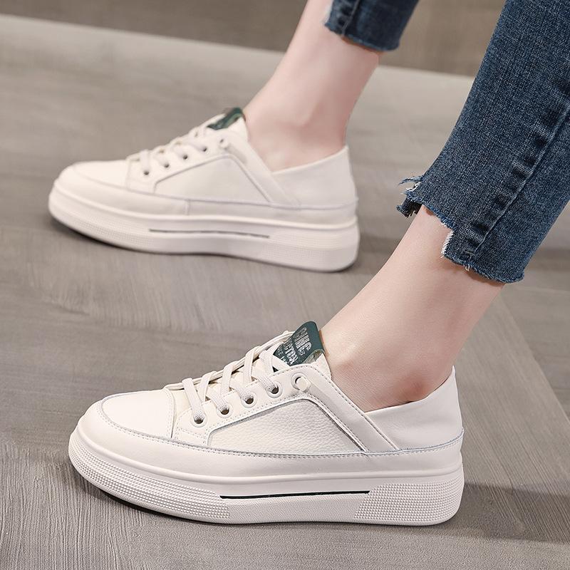 Damen Freizeitschuhe Leder Weiße Schuhe Damen 2025 Neu Atmungsaktive Studenten Board Schuhe Damen Sneaker Weiß