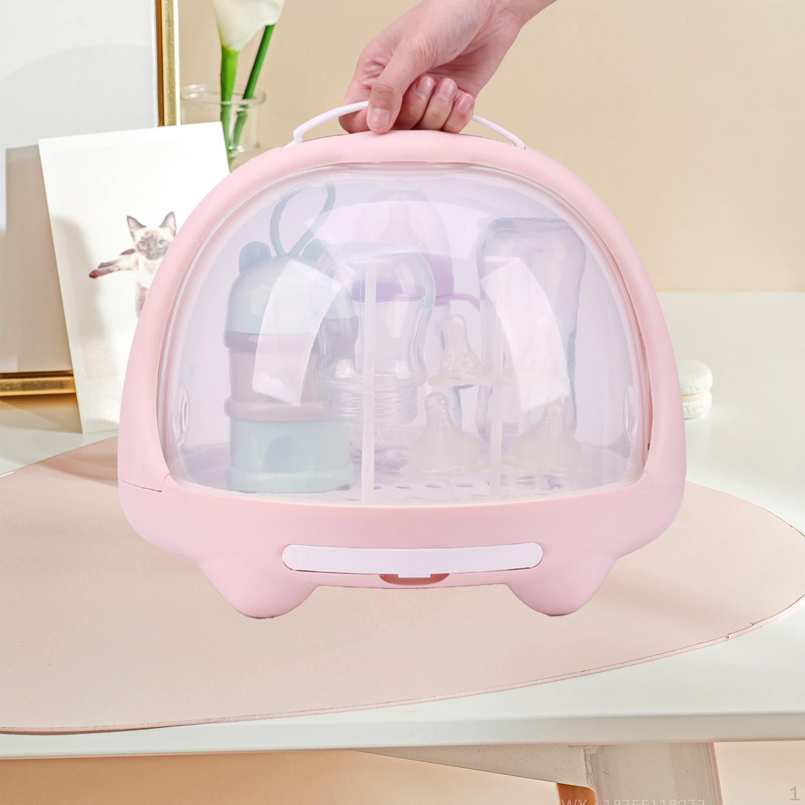 

Держатель для слива детских бутылочек с ручкой, современный прозрачный дизайн, хранение для кормления розовый