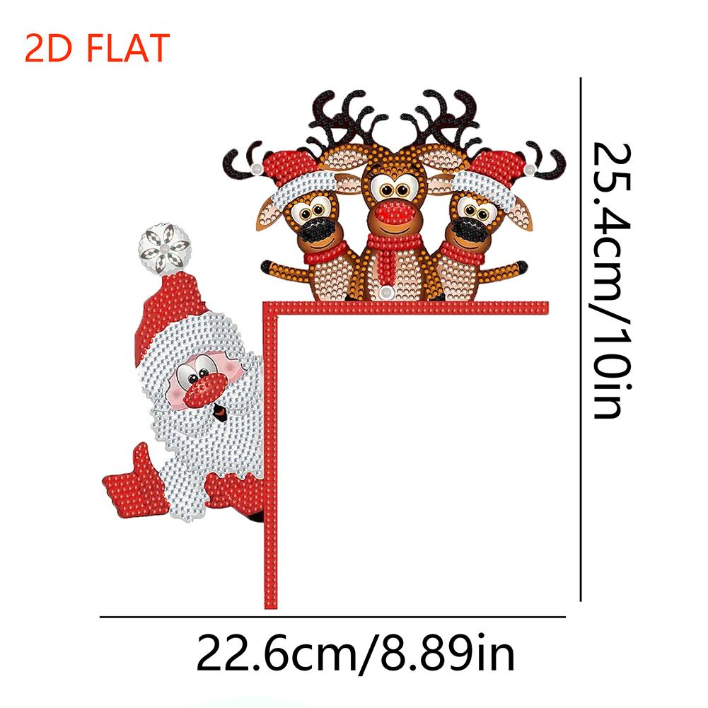 2D Flat Pattern Christmas Theme Christmas Door Frame Decorations Door Corner Decor 5D Diamond Painting Art Kit for Wall Window
