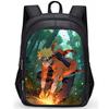Waldlicht und Schatten Naruto Animation Dreischichtiger Rucksack Verdickter Schwamm Schultergurt Seitliche Netztasche Kann Wasserbecher Halten Langlebige Schultasche