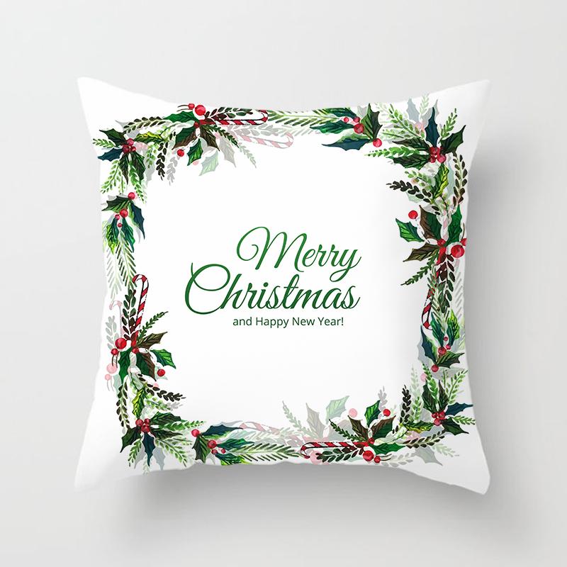 Merry Christmas Printed White Pillowcase  Style Cushion Cover Home Sofa Decoration