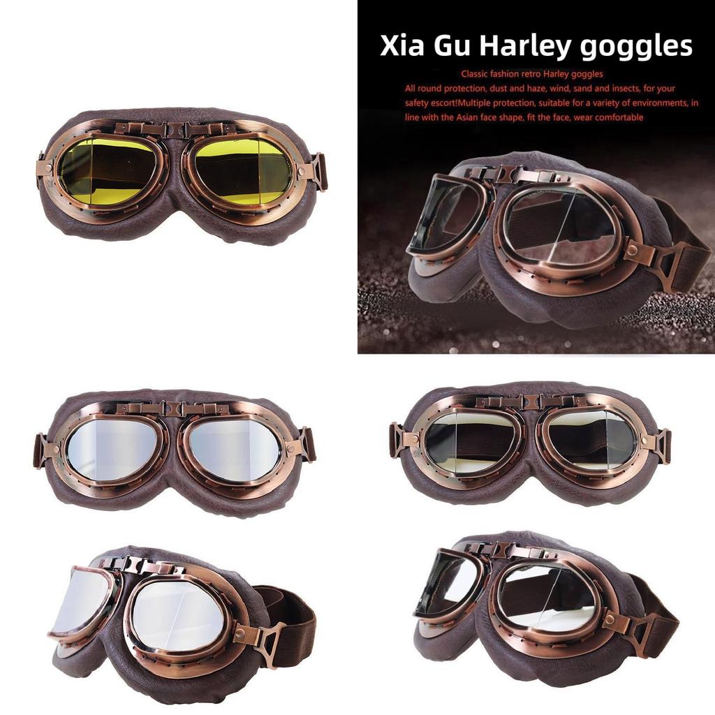 Vintage Style Riding Goggles With Pc Frame And Colored Lens For Motorcycle Enthusiasts