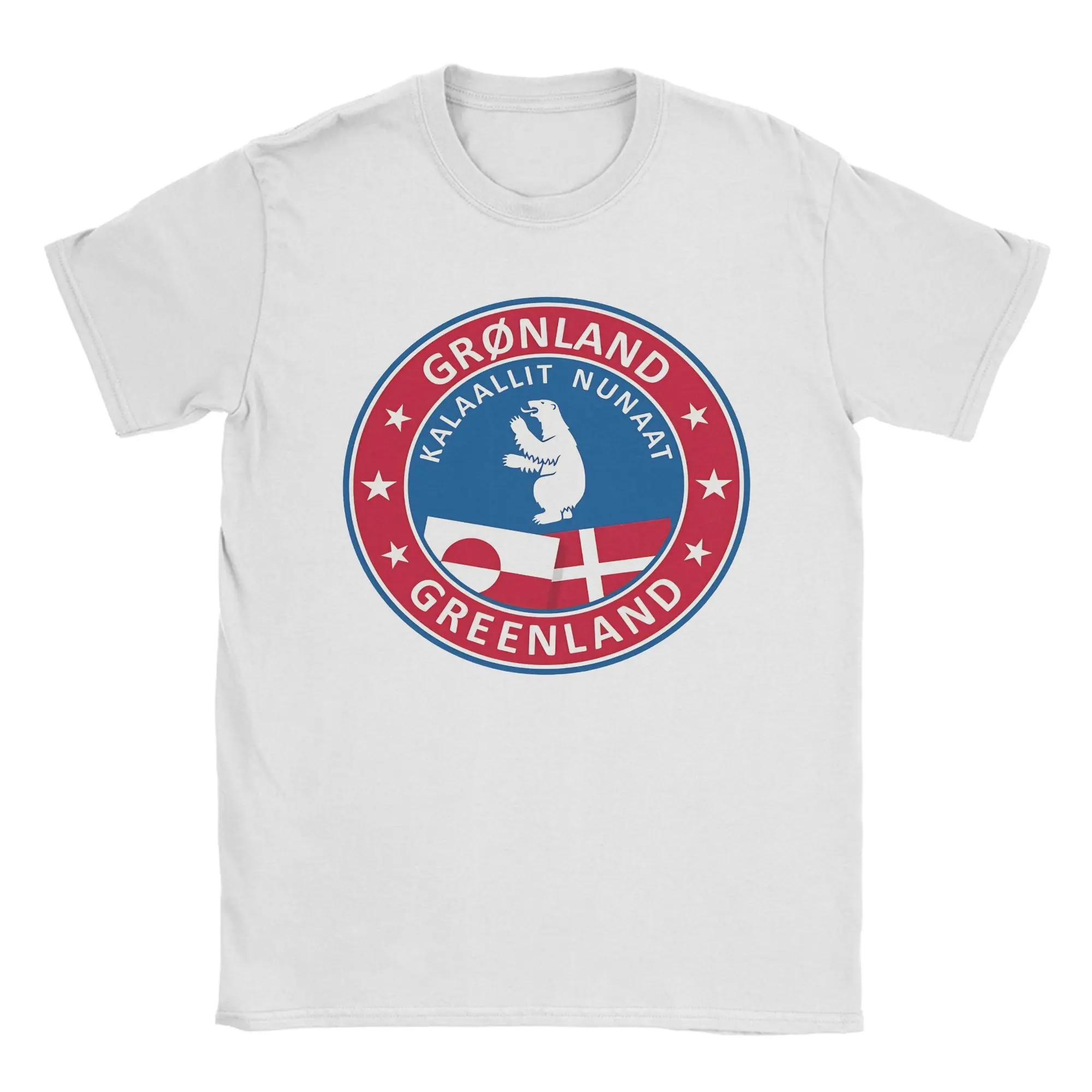Badge of Greenland Men s T Shirt  Funny Tees Short Sleeve Round Neck T-Shirt Cotton Gift Idea Clothes M белый