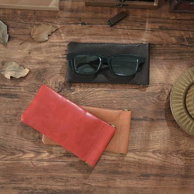 Měkké pouzdro z pravé kůže na brýle, módní pouzdro na sluneční brýle a brýle na čtení, přenosný jednoduchý cestovní držák na brýle, pouzdro na tužky