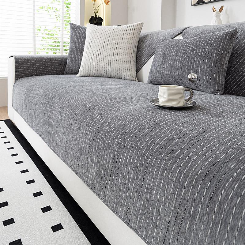 1pc Simplicity Sofa Towel,Non-Slip Design Solid Color Thickened Sofa Protector Cover Anti Pet Scratching Washable Couch Cushions