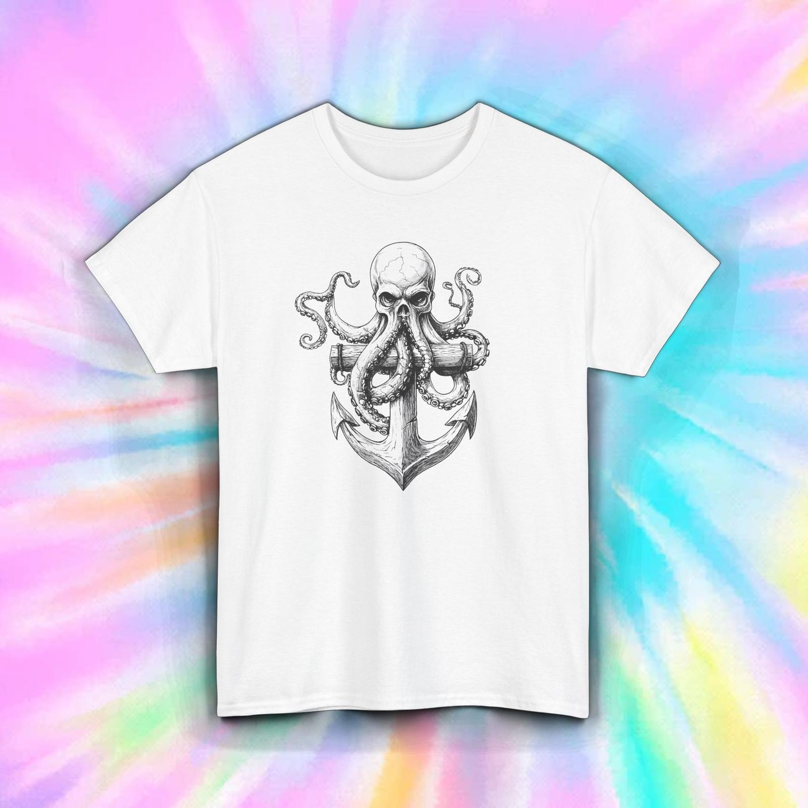 Kraken Anchor Shirt Octopus Skull Tattoo Nautical Pirate Sea Tee S-5XL XXXXL