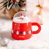 Christmas Cartoon Creative Snowman Super Cute Ceramic Cup with Lid Couple Flower Tea Cup Office Coffee Mug