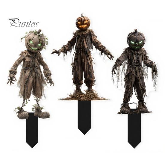 Weather Resistant Yard Decor Halloween Scarecrow Garden Stake, 2D Flat Creepy Zombie Ornament, Spooky Doll Horrifying Lawn Ornaments Decoration, Scary