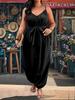 Elegant Plus Size Strappy Jumpsuit - Classic, Figure-Flattering Commuter Style for Summer