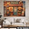 2D Vintage Pizza Shop Backdrop Pizzeria Street View Photography Background Banner