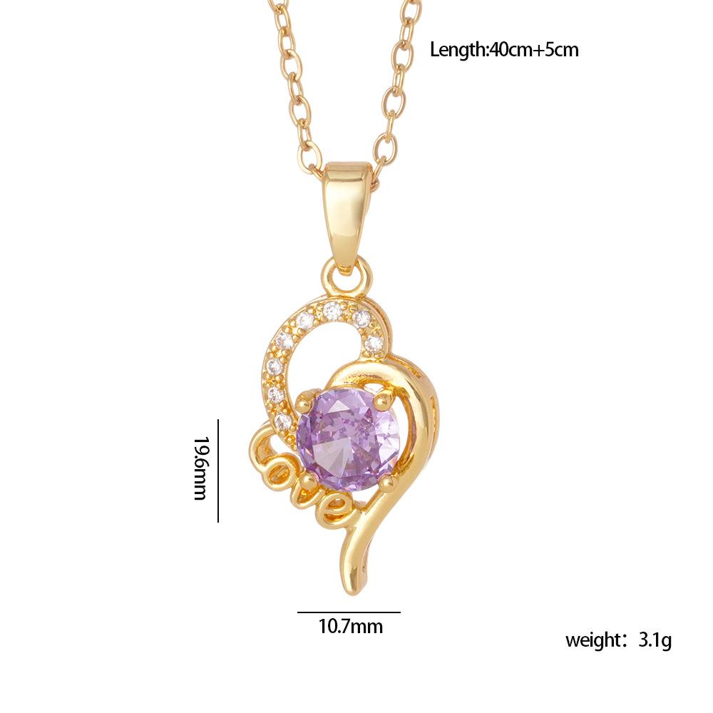 

Stainless Steel Chain Classic Purple Zircon Geometric Pendant Necklaces for Women Elegant Charms Accessories Jewelry Gifts