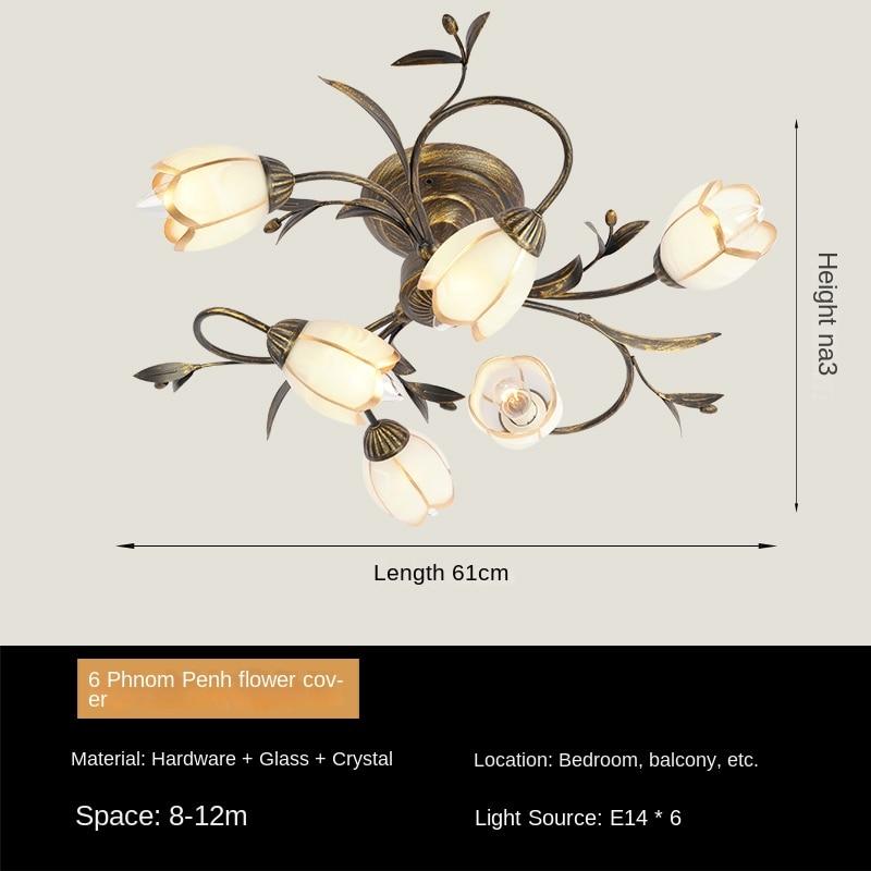 

Потолочный светильник в деревенском стиле с железным цветком и травой для гостиной, спальни, столовой, светильника 6 Head Lamps