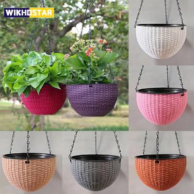 Vielseitiger runder Hängetopf aus Kunstharz zum Aufhängen von Blumen, Korb, Hängetopfhalter für den Außenbereich, Garten, Balkon, Pflanzkübel, Heimdekoration