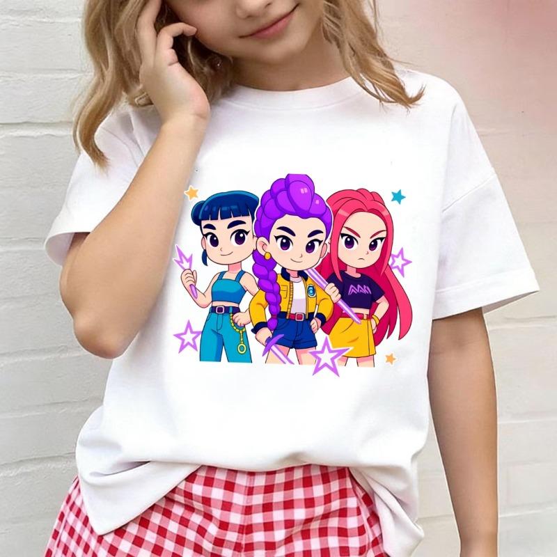 Kpop Demon Hu nter Children's T Shirt Women Short Sleeve Saja Boys Kids Tee Kpop Demon Tshirt Boys Girls Family Clothing