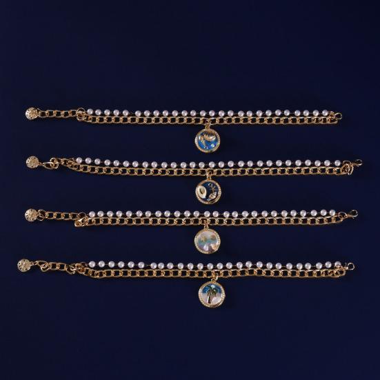 Faux Pearl Pet Necklace for Cats Dogs Adjustable Double-Layer Cat Collar with Ocean Theme Pendant for Wedding Birthday Accessory