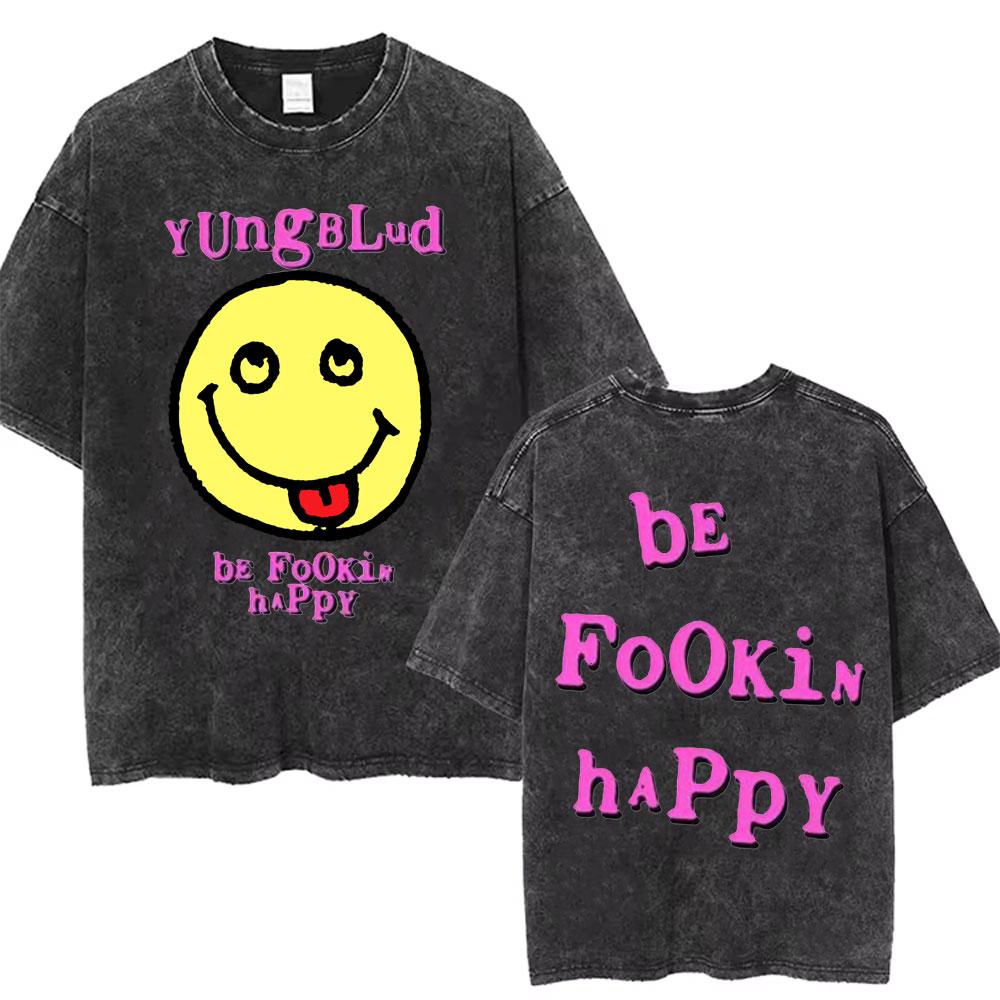 Women Washed Vintage Yungblud Skeleton Graphics T-Shirt Women Alternative Rock Oversized T Shirt Short Sleeve Streetwear