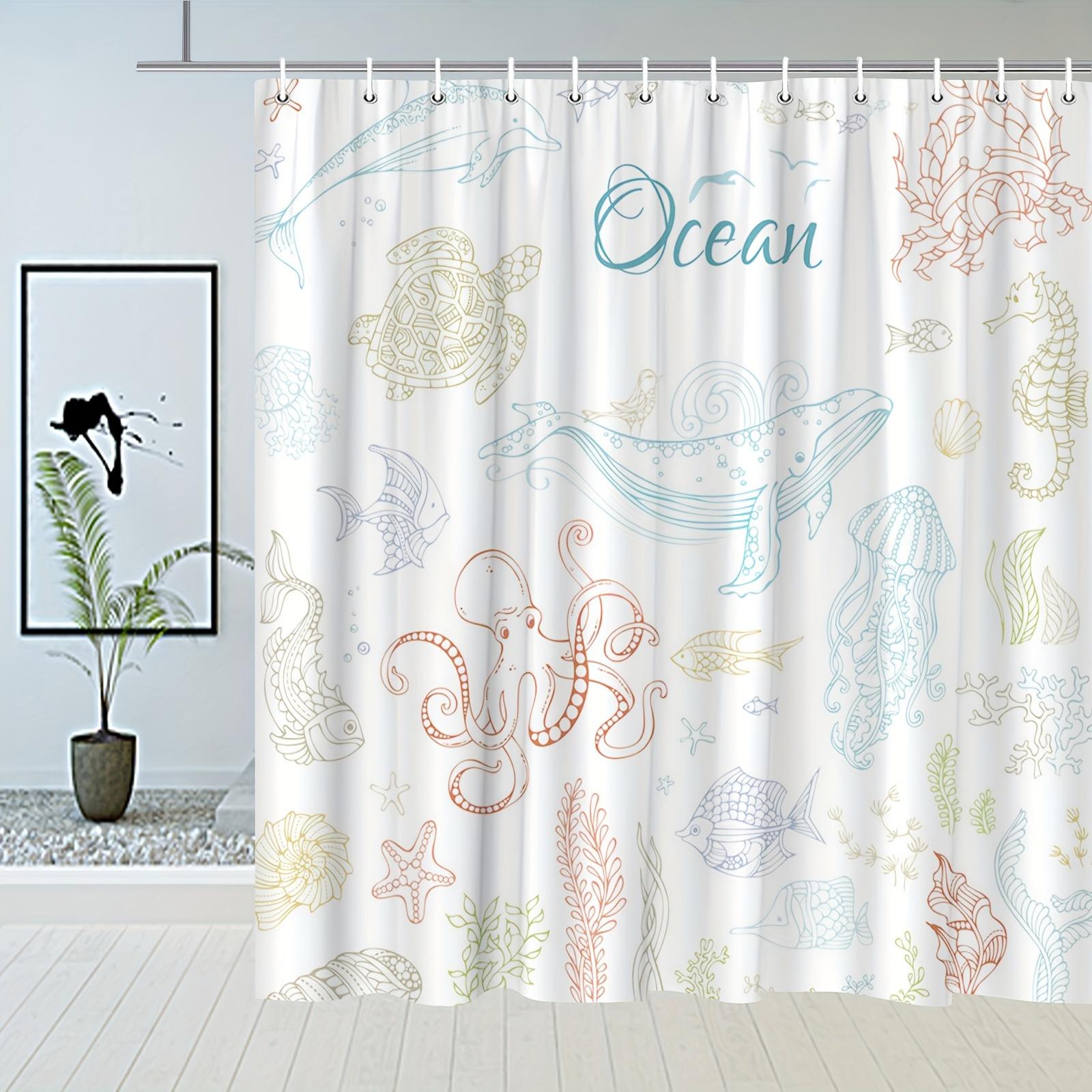

Featuring Sea Creatures, Shells, Coral Reefs, Underwater Scenes, And Coastal Motifs For Inviting Bathroom Decor W60H190(CM)-1 Pcs