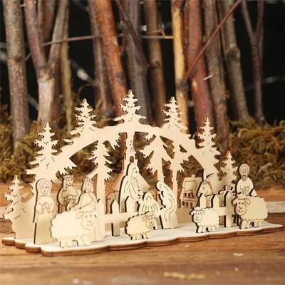 DIY Christmas Wooden Toy Xmas Funny Party Desktop Decoration Christmas Wooden Ornaments Three-dimensional Kids Toy Decoration