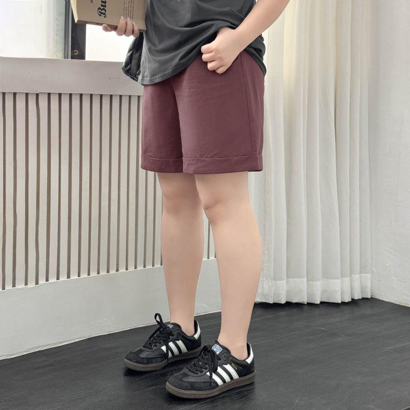 

Plus size women clothing [Fun Cartoon Set] Summer round Neck Print Ice Porcelain Cotton T-shirt Short sleeve Shorts Two-piece Set Fuchsia-shorts 4XL