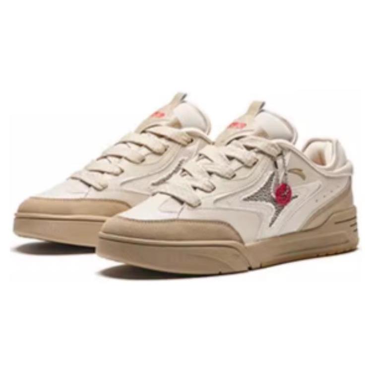 New Anta AOJIE Slip Resistant Breathable Low Top Skateboard Shoes Women's Beige Brown 922418071-5
