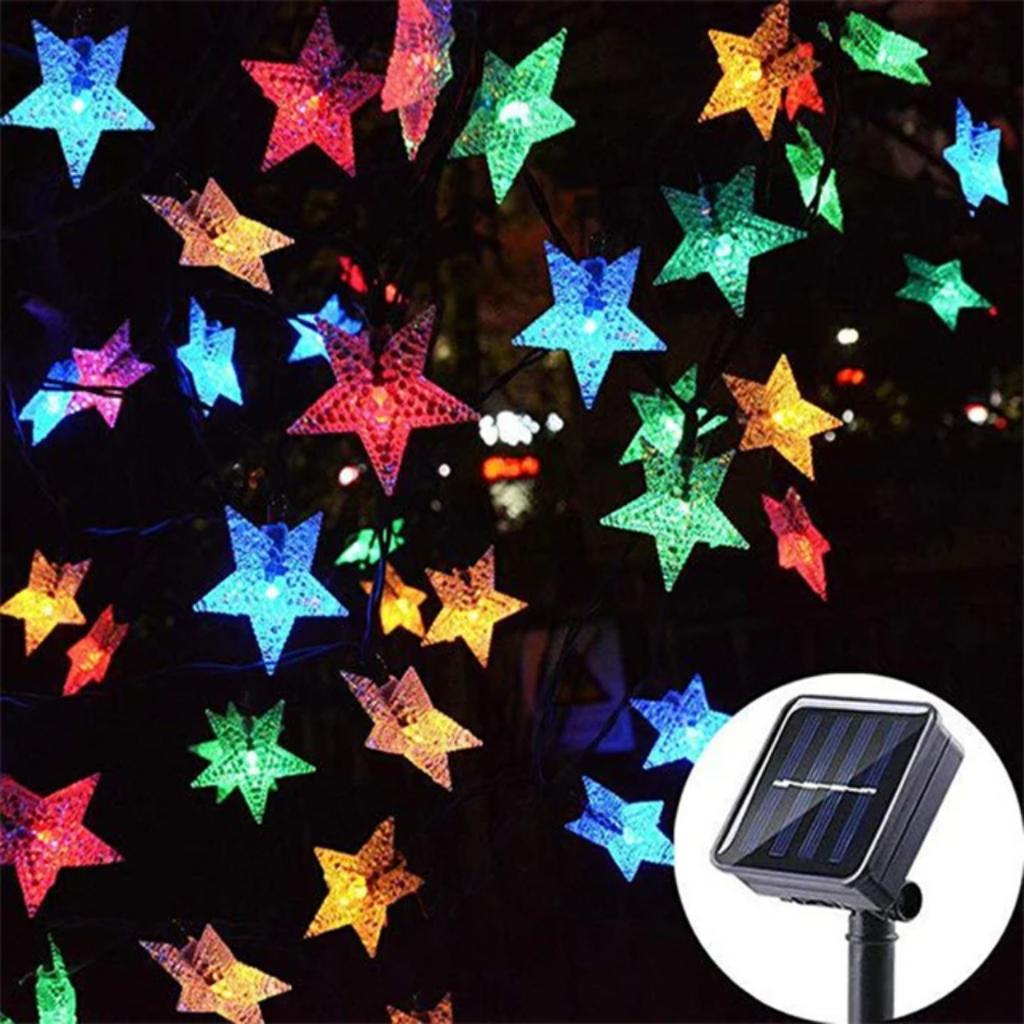 New 5/7/12M Solar Star String Lights Outdoor  Solar Powered Fairy Lights  Christmas Patio Garden Yard Porch Wedding Decor