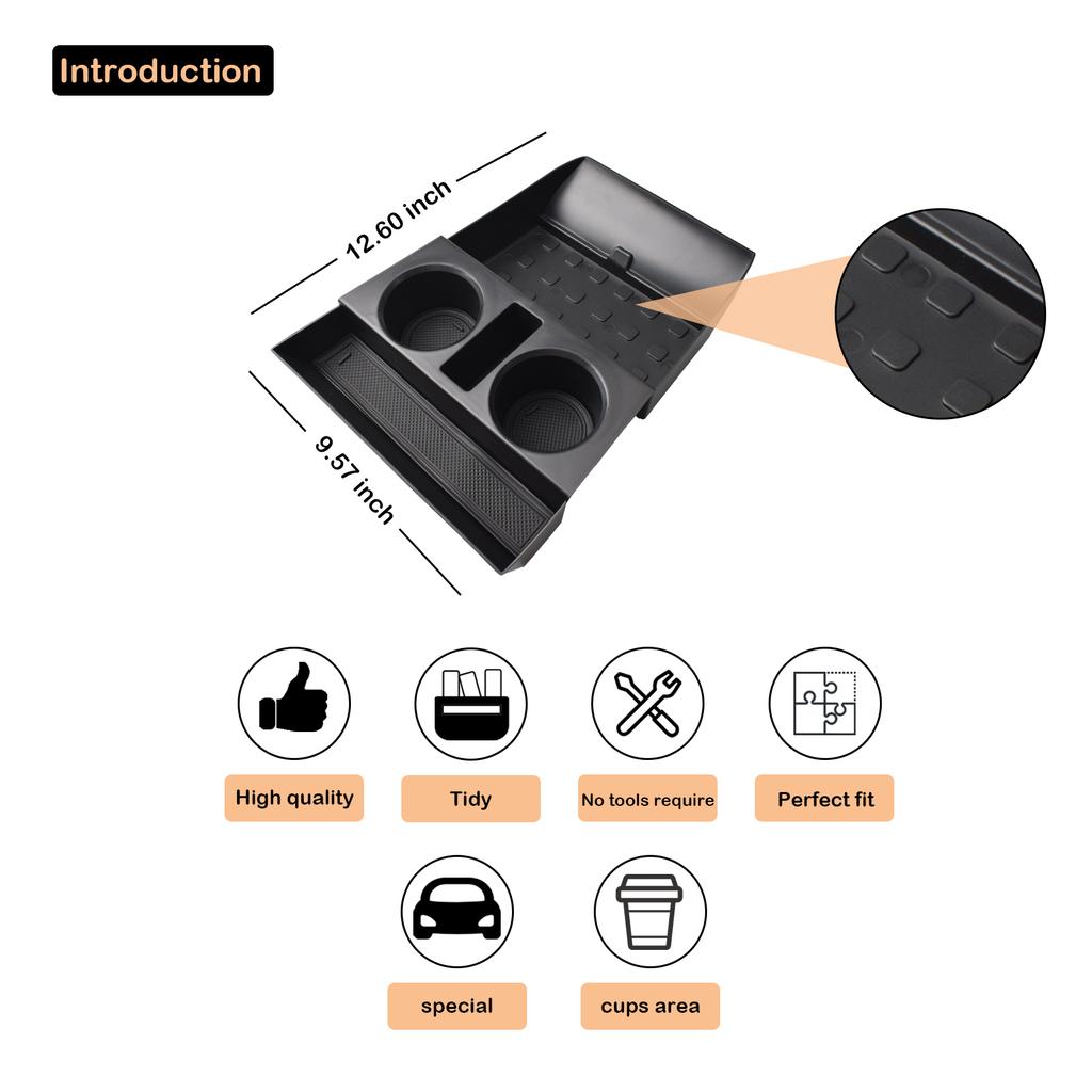 Center Console Organizer 2PCS For 2025 Hyundai Santa Fe Lower Cup Holder Armrest Storage Box Center Console Tray ABS Accessories