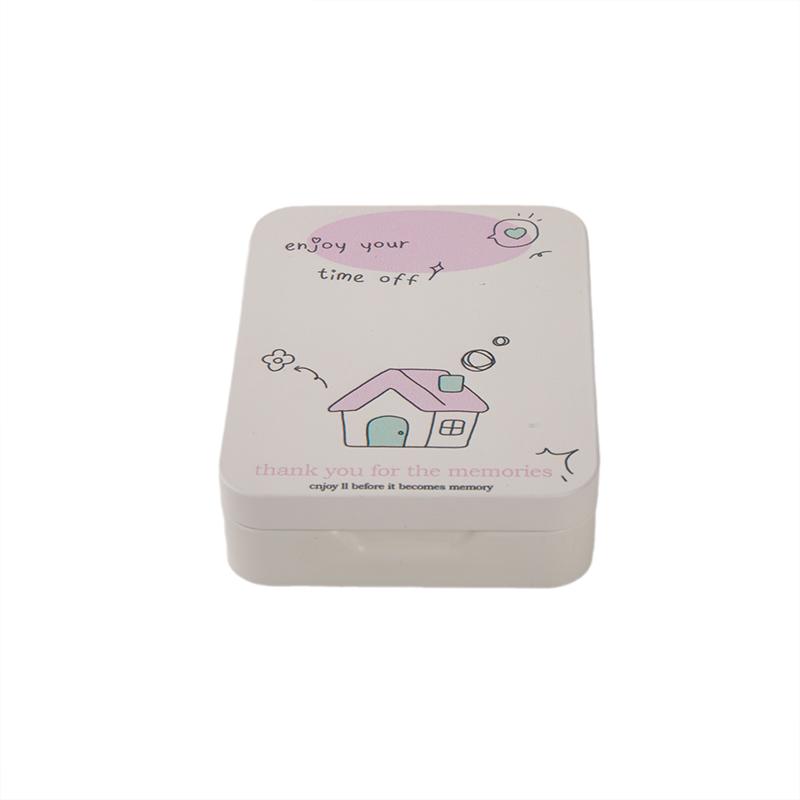 

Коробка для хранения с рисунком кавайного домика, мультяшная железная коробка, контейнер, небольшой настольный контейнер для хранения конфет и ювелирных изделий, жестяная коробка