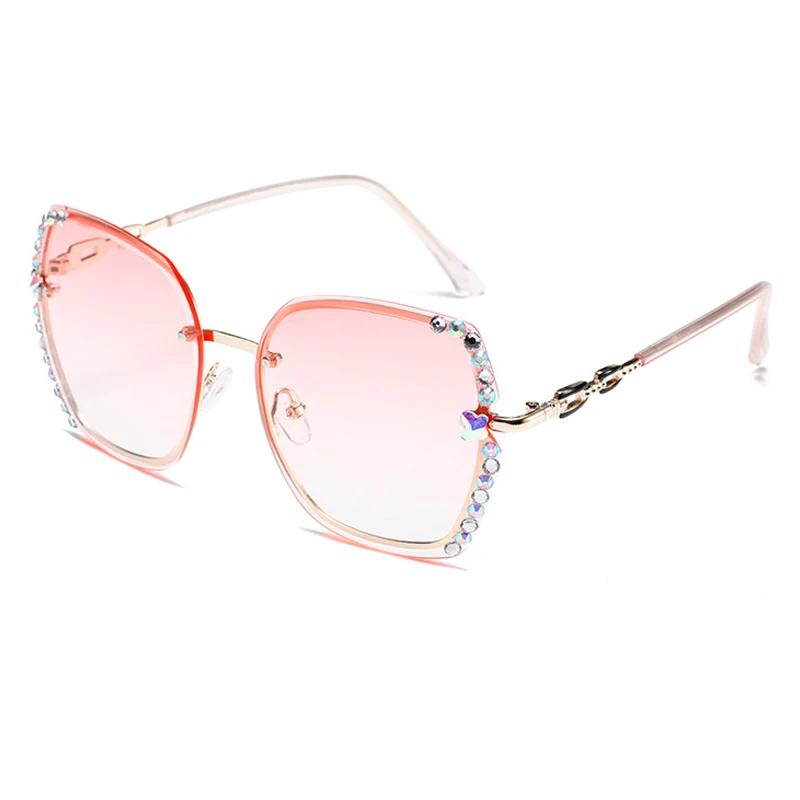 Newest Rimless Rhinestone Sunglasses Luxury Brand Design Women Men Fashion Gradient Lens Sun Glasses Shades For Female
