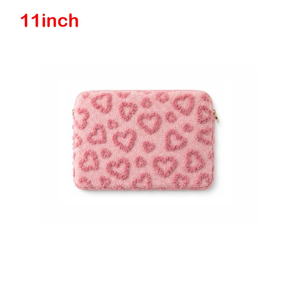 Plush Notebook Computer Sleeve Heart Pattern Protective Device Case Tablet Sleeve Daily Commuting