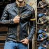 Men's Men's Leather Jacket Male Teen Stand-Up Collar Punk Men's Motorcycle Leather Jacket