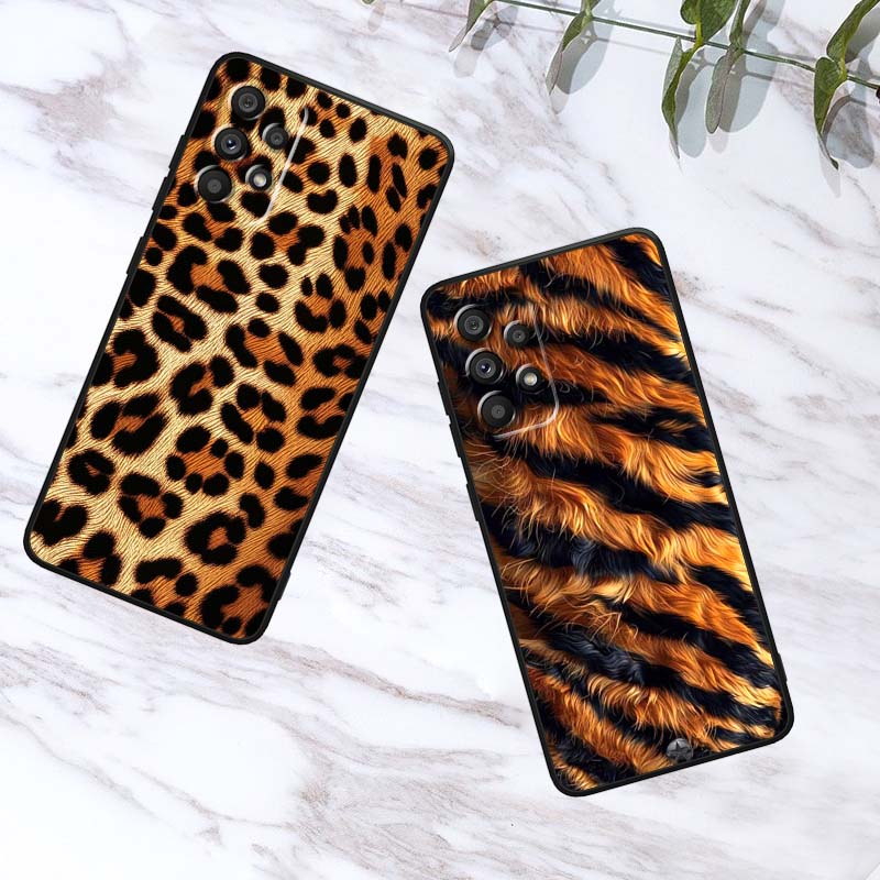 Luxurious leopard print pattern Phone Case For Samsung A73 A72 A71 A55 A54 A53 A52 A51 A13 A22 A16 A15 A12 A14 A26 A07 5G Black