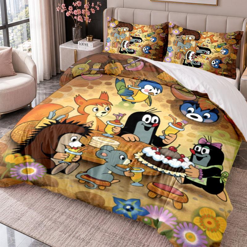 Krtek 3Pcs Bedding Set Duvet Cover With Two Pillowcases For Bedroom Home Decoration