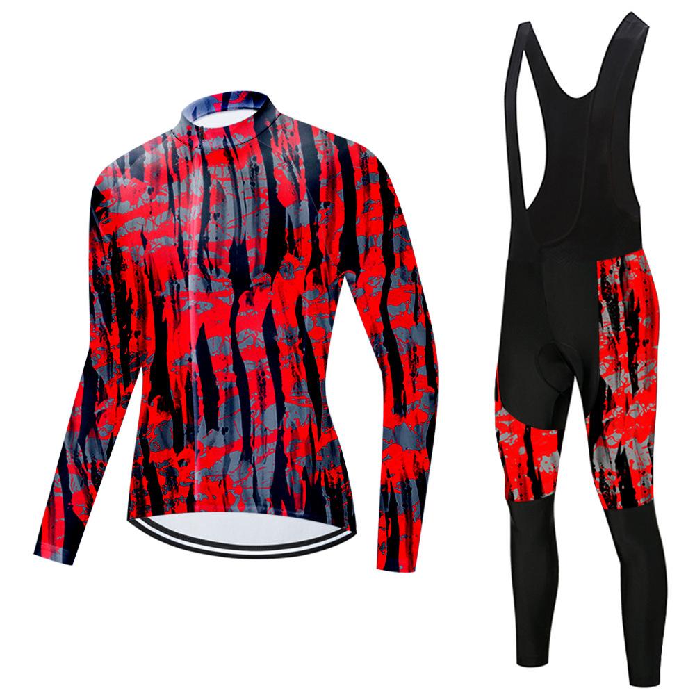 Set Long Sleeve Top Strap Pants Cycling Suit 2026 Autumn Breathable Cycling Suit Set