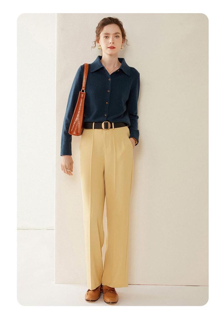 2024 Autumn/Winter Women's Slimming Cashmere Polo Collar Knit Cardigan