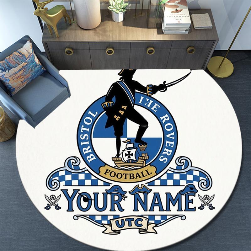 Custom Name Bristol Rovers Round Area Rug,Carpet Rug for Living Room Bedroom Sofa Playroom Decor,Non-slip Floor Mat