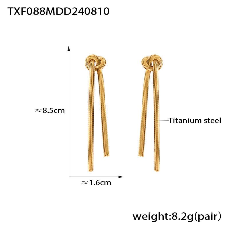 

Модное длинное ожерелье с кисточками в виде змеи из золота с золотым покрытием 18 карат, комплект из титановой стали
