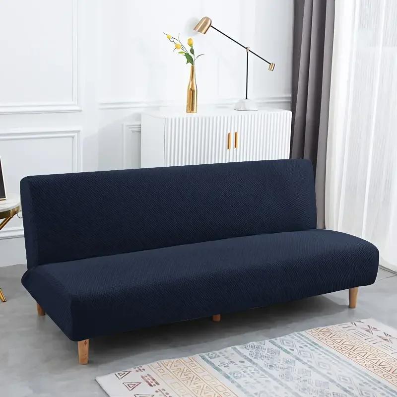 Jacquard Sofa Bed Cover Classic Solid Color 1/2/3 Seater Sofa Protective Cover Armless Seat Slipcovers for Living Room Decor