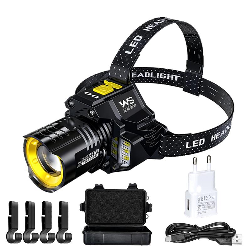Rechargeable LED Sensor Headlamp Super Bright Zoomable Torch Outdoor Camping Fishing COB Floodlight Portable Working Headlamp
