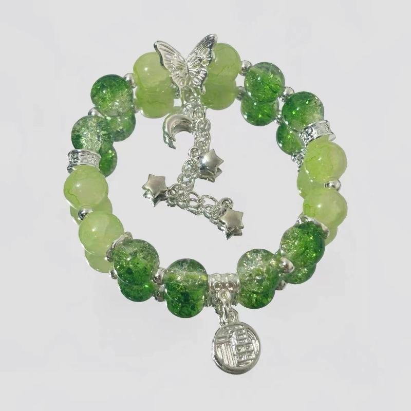 Summer Fresh and Cool Forest-themed Green Crystal Butterfly Ethereal Crystal Bracelet - A Niche Item
