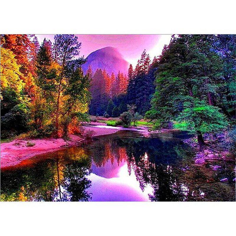 5D DIY Diamond Painting Mountain Landscape Diamond Embroidery Cross Stitch Kit Rhinestone Mosaic Home Decor