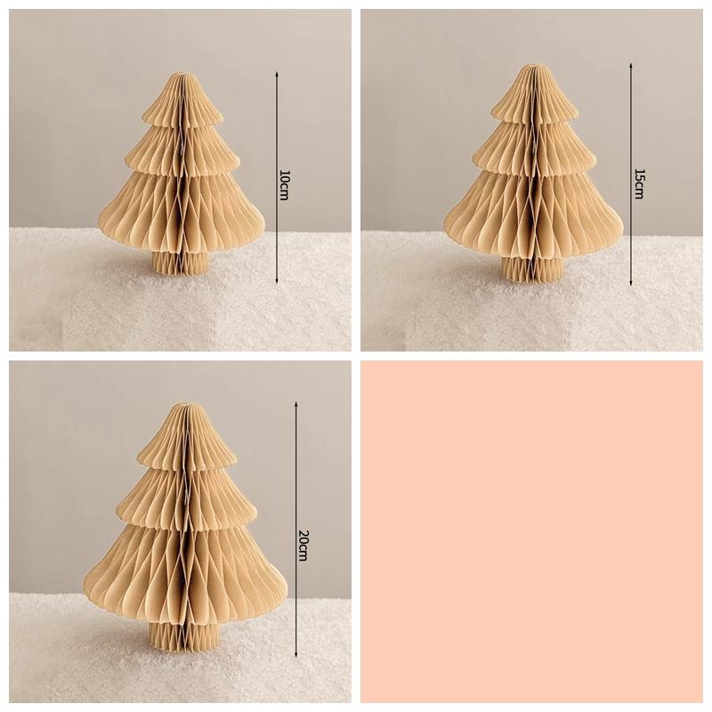 

Paper Folding Christmas Tree Ornament 3D Honeycomb Christmas Tree Latest Year Xmas Festive Atmosphere Party Dinner Tabletop Decoration 10CM