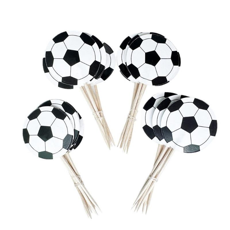 24 Toothpick Cake Decoration Plugins, World Cup Series Football Cake Inserts, Party Dessert Table Decoration