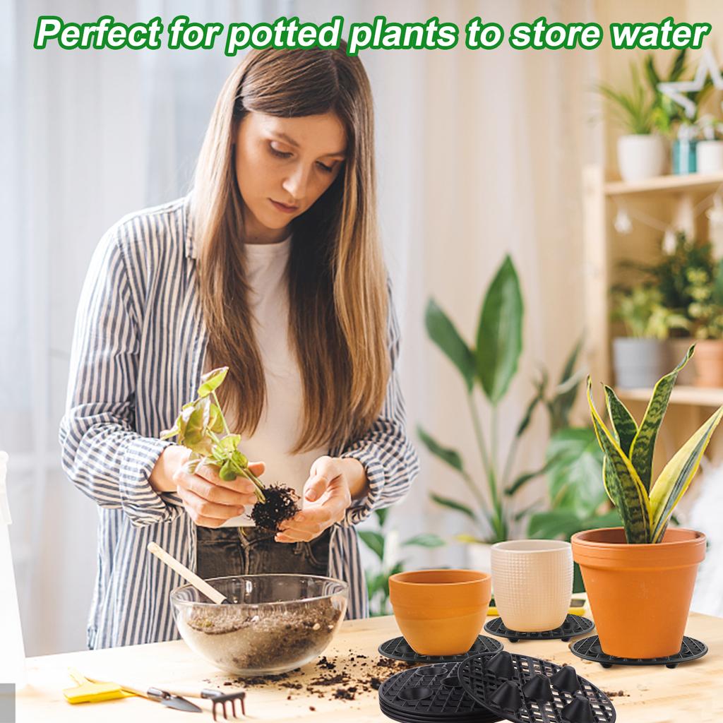10 Pcs Plant Level Pot Elevator, Heavy Duty Plant Stand, Black Round Plant Flower Pot Holder Plastic Plant Risers For Indoor