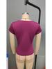 2025 Spring/Summer Women's Solid Color V-neck Slim-fit T-shirt, Short-sleeved European & American Style