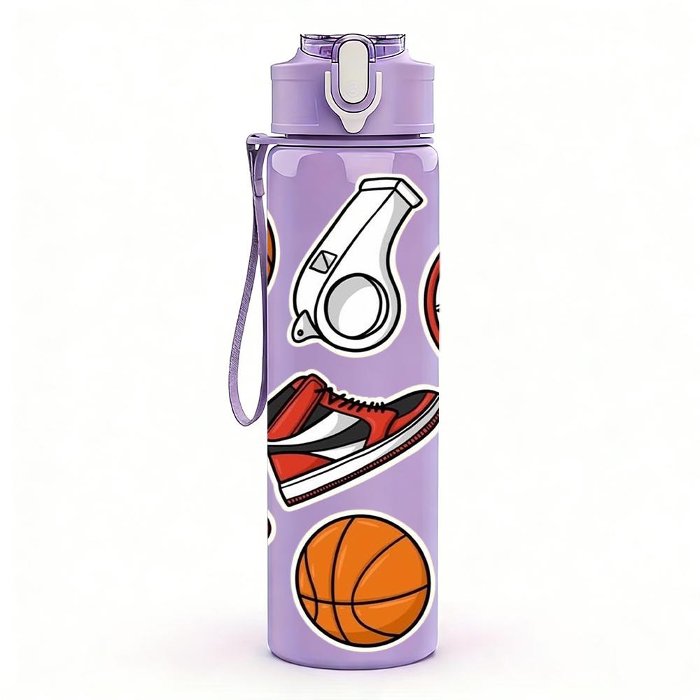 1PC Basketball Jersey Sneaker Gear 750ml Color Plastic Sports Water Bottle Leakproof Flip Straw Lid Suitable for Sports Office Home Use